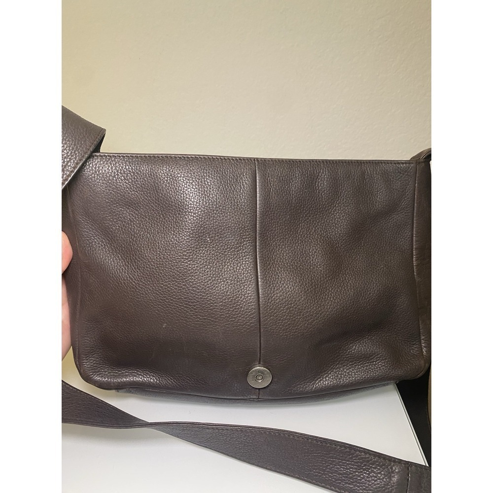 The Sak Crossbody Bag Brown Leather Satchel Flap Inside Pockets Divider Used - Picture 10 of 16